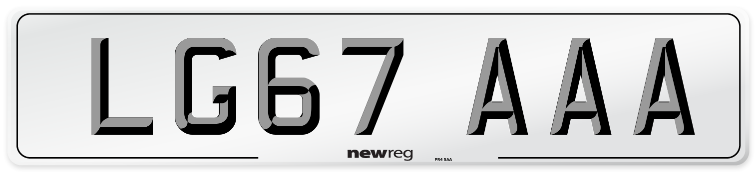 LG67 AAA Number Plate from New Reg